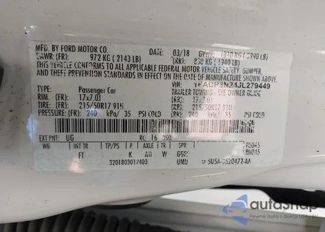 2018 Ford Focus Titanium z USA, uszkodzony, nr VIN 1FADP3N24JL279449